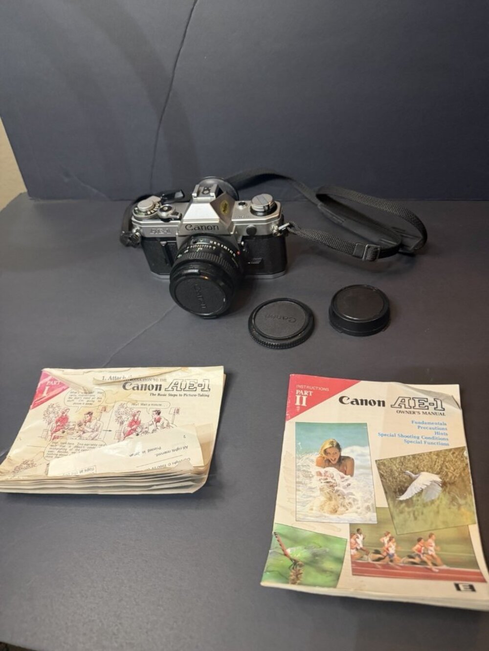 Canon AE-1 35mm SLR Film Camera with Canon 50mm f/1.8 FD Lens -
